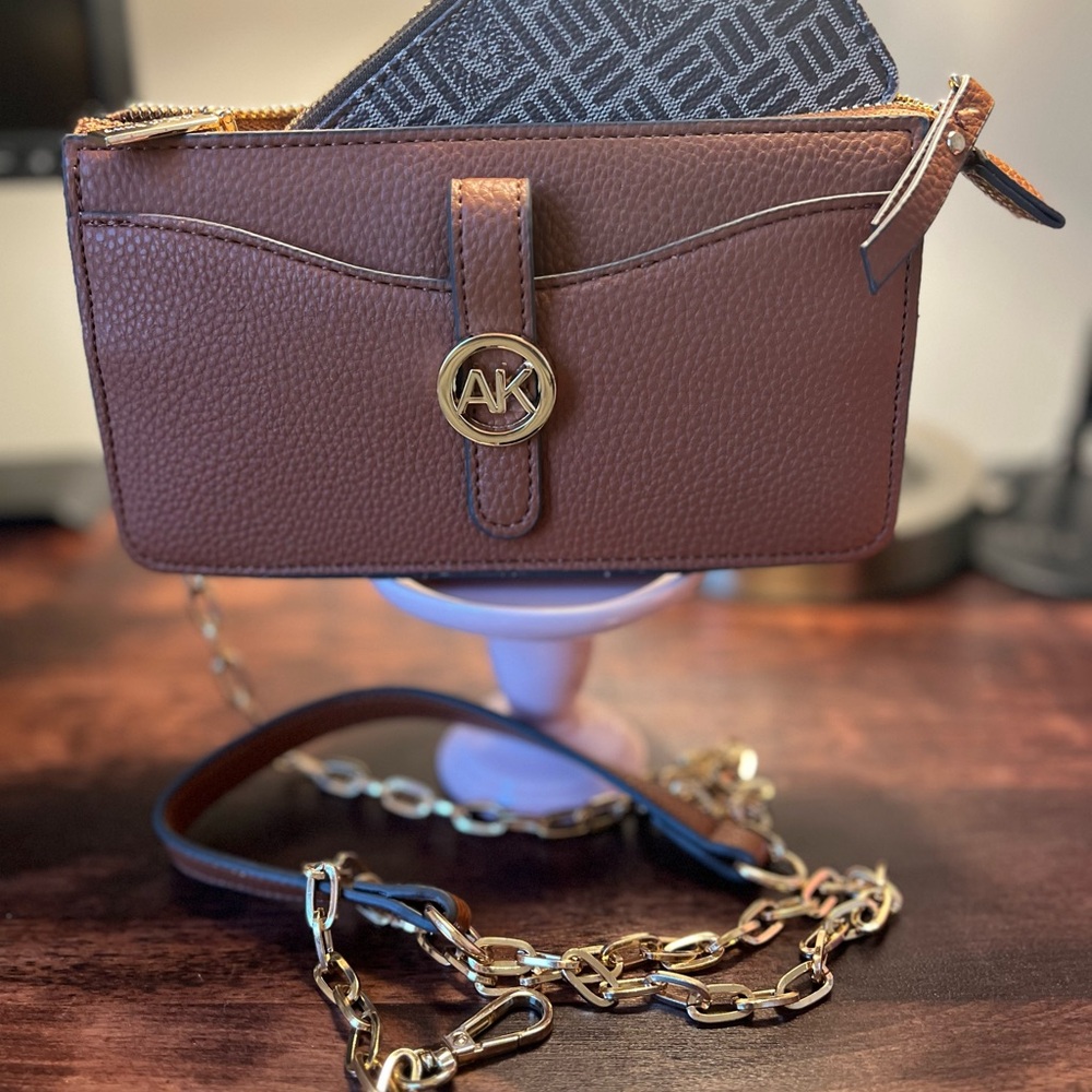 Anne Klein Tan Crossbody Bag with Gold Accents